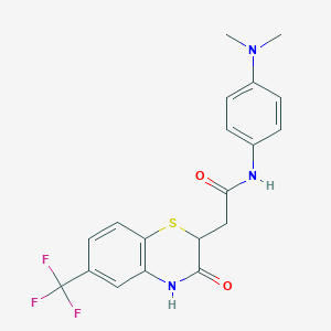 molecular formula C19H18F3N3O2S B2595157 N-[4-(二甲氨基)苯基]-2-[3-氧代-6-(三氟甲基)-3,4-二氢-2H-1,4-苯并噻嗪-2-基]乙酰胺 CAS No. 301683-25-0