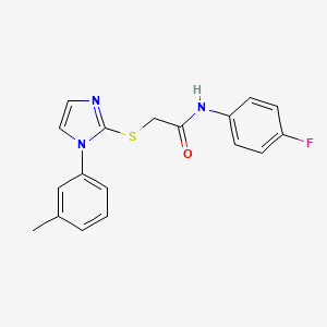 molecular formula C18H16FN3OS B2595159 N-(4-fluorophenyl)-2-[1-(3-methylphenyl)imidazol-2-yl]sulfanylacetamide CAS No. 851131-01-6