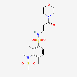 molecular formula C17H27N3O6S2 B2595161 2,4-dimethyl-3-(N-methylmethylsulfonamido)-N-(3-morpholino-3-oxopropyl)benzenesulfonamide CAS No. 881936-74-9