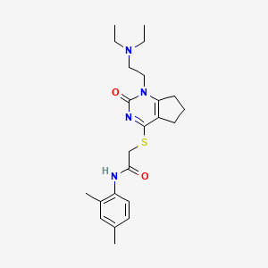 molecular formula C23H32N4O2S B2595162 2-((1-(2-(diethylamino)ethyl)-2-oxo-2,5,6,7-tetrahydro-1H-cyclopenta[d]pyrimidin-4-yl)thio)-N-(2,4-dimethylphenyl)acetamide CAS No. 898445-51-7