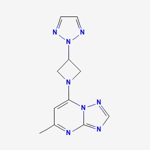 molecular formula C11H12N8 B2595163 2-(1-{5-methyl-[1,2,4]triazolo[1,5-a]pyrimidin-7-yl}azetidin-3-yl)-2H-1,2,3-triazole CAS No. 2415492-37-2