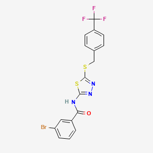 3-bromo-N-[5-[[4-(trifluoromethyl)phenyl]methylsulfanyl]-1,3,4-thiadiazol-2-yl]benzamide