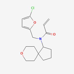 molecular formula C17H22ClNO3 B2595171 N-[(5-Chlorofuran-2-yl)methyl]-N-(8-oxaspiro[4.5]decan-4-yl)prop-2-enamide CAS No. 2411294-41-0