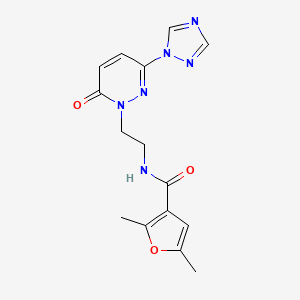 molecular formula C15H16N6O3 B2595178 2,5-二甲基-N-(2-(6-氧代-3-(1H-1,2,4-三唑-1-基)嘧啶并-1(6H)-基)乙基)呋喃-3-甲酰胺 CAS No. 1448075-12-4