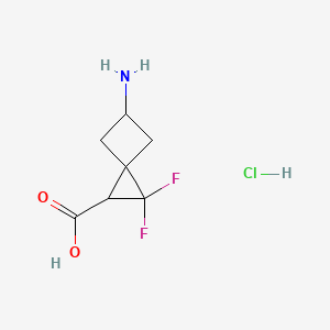 molecular formula C7H10ClF2NO2 B2595185 5-氨基-2,2-二氟螺[2.3]己烷-1-羧酸盐酸盐 CAS No. 2228648-69-7