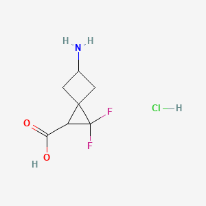 molecular formula C7H10ClF2NO2 B2595185 5-Amino-2,2-difluorospiro[2.3]hexane-1-carboxylic acid hydrochloride CAS No. 2228648-69-7