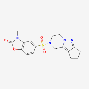 molecular formula C17H18N4O4S B2595187 3-methyl-5-((3,4,8,9-tetrahydro-1H-cyclopenta[3,4]pyrazolo[1,5-a]pyrazin-2(7H)-yl)sulfonyl)benzo[d]oxazol-2(3H)-one CAS No. 2034510-58-0