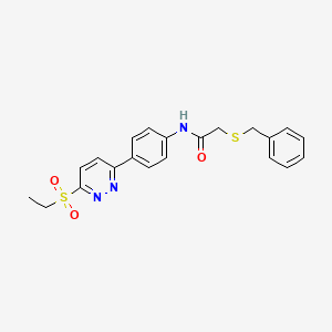 molecular formula C21H21N3O3S2 B2595188 2-(benzylthio)-N-(4-(6-(ethylsulfonyl)pyridazin-3-yl)phenyl)acetamide CAS No. 921544-84-5