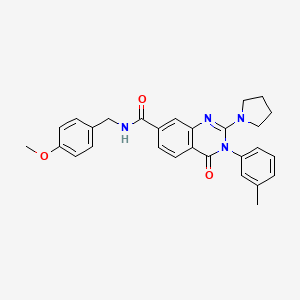 molecular formula C28H28N4O3 B2595190 N-(4-methoxybenzyl)-3-(3-methylphenyl)-4-oxo-2-pyrrolidin-1-yl-3,4-dihydroquinazoline-7-carboxamide CAS No. 1251670-08-2