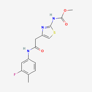 molecular formula C14H14FN3O3S B2595197 メチル(4-(2-((3-フルオロ-4-メチルフェニル)アミノ)-2-オキソエチル)チアゾール-2-イル)カルバメート CAS No. 946236-13-1