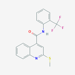 molecular formula C18H13F3N2OS B2595205 2-甲硫基-N-[2-(三氟甲基)苯基]喹啉-4-甲酰胺 CAS No. 875318-14-2