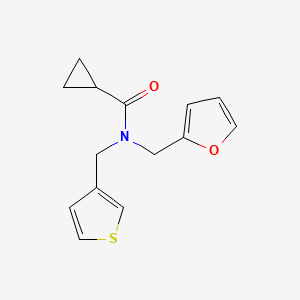 molecular formula C14H15NO2S B2595206 N-(呋喃-2-基甲基)-N-(噻吩-3-基甲基)环丙烷甲酰胺 CAS No. 1226446-09-8