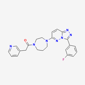 molecular formula C23H22FN7O B2595208 1-[4-[3-(3-Fluorophenyl)-[1,2,4]triazolo[4,3-b]pyridazin-6-yl]-1,4-diazepan-1-yl]-2-pyridin-3-ylethanone CAS No. 2380192-13-0