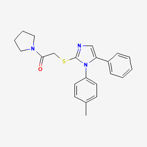 molecular formula C22H23N3OS B2595213 2-((5-phenyl-1-(p-tolyl)-1H-imidazol-2-yl)thio)-1-(pyrrolidin-1-yl)ethanone CAS No. 1206998-04-0
