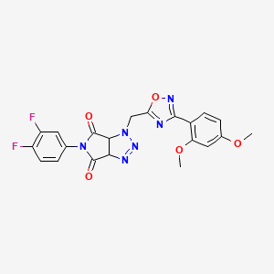 molecular formula C21H16F2N6O5 B2595220 5-(3,4-difluorophenyl)-1-((3-(2,4-dimethoxyphenyl)-1,2,4-oxadiazol-5-yl)methyl)-1,6a-dihydropyrrolo[3,4-d][1,2,3]triazole-4,6(3aH,5H)-dione CAS No. 1207017-26-2