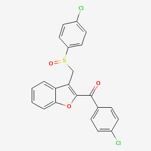molecular formula C22H14Cl2O3S B2595221 (4-Chlorophenyl)(3-{[(4-chlorophenyl)sulfinyl]methyl}-1-benzofuran-2-yl)methanone CAS No. 338423-85-1
