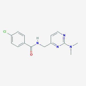 molecular formula C14H15ClN4O B2595226 4-chloro-N-((2-(dimethylamino)pyrimidin-4-yl)methyl)benzamide CAS No. 1797815-07-6