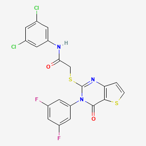 molecular formula C20H11Cl2F2N3O2S2 B2595229 N-(3,5-二氯苯基)-2-{[3-(3,5-二氟苯基)-4-氧代-3,4-二氢噻吩并[3,2-d]嘧啶-2-基]硫代}乙酰胺 CAS No. 1260936-78-4