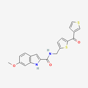 molecular formula C20H16N2O3S2 B2595230 6-methoxy-N-((5-(thiophene-3-carbonyl)thiophen-2-yl)methyl)-1H-indole-2-carboxamide CAS No. 1797615-88-3