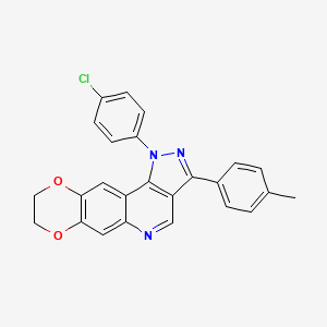 molecular formula C25H18ClN3O2 B2595231 1-(4-chlorophenyl)-3-(4-methylphenyl)-8,9-dihydro-1H-[1,4]dioxino[2,3-g]pyrazolo[4,3-c]quinoline CAS No. 901020-32-4
