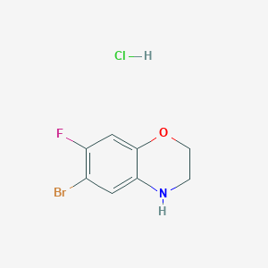 molecular formula C8H8BrClFNO B2595233 6-bromo-7-fluoro-3,4-dihydro-2H-1,4-benzoxazine hydrochloride CAS No. 1820619-11-1