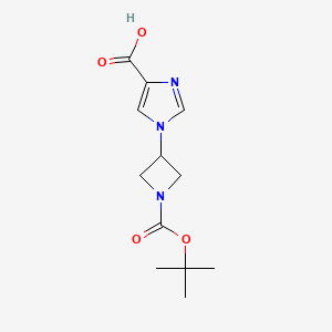 molecular formula C12H17N3O4 B2595234 1-[1-[(2-甲基丙烷-2-基)氧羰基]氮杂环丁-3-基]咪唑-4-羧酸 CAS No. 2355216-60-1