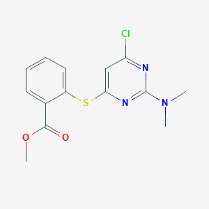 molecular formula C14H14ClN3O2S B2595237 2-{[6-氯-2-(二甲氨基)-4-嘧啶基]硫代}苯甲酸甲酯 CAS No. 860788-56-3