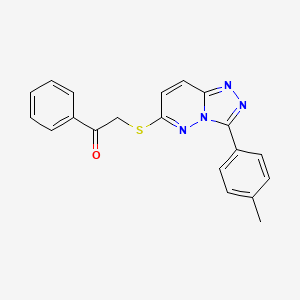 molecular formula C20H16N4OS B2595247 1-Phényl-2-((3-(p-tolyl)-[1,2,4]triazolo[4,3-b]pyridazin-6-yl)thio)éthanone CAS No. 852376-07-9