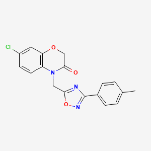 molecular formula C18H14ClN3O3 B2595252 7-chloro-4-((3-(p-tolyl)-1,2,4-oxadiazol-5-yl)methyl)-2H-benzo[b][1,4]oxazin-3(4H)-one CAS No. 1105215-55-1