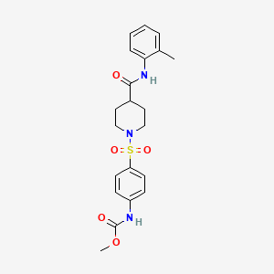 molecular formula C21H25N3O5S B2595261 Methyl (4-((4-(o-tolylcarbamoyl)piperidin-1-yl)sulfonyl)phenyl)carbamate CAS No. 325702-16-7