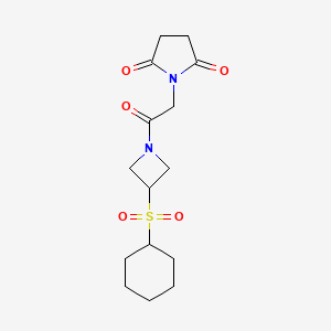 molecular formula C15H22N2O5S B2595264 1-(2-(3-(Cyclohexylsulfonyl)azetidin-1-yl)-2-oxoethyl)pyrrolidine-2,5-dione CAS No. 1797342-73-4