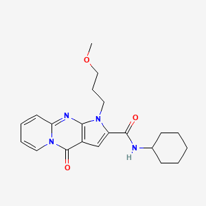 molecular formula C21H26N4O3 B2595266 N-cyclohexyl-1-(3-methoxypropyl)-4-oxo-1,4-dihydropyrido[1,2-a]pyrrolo[2,3-d]pyrimidine-2-carboxamide CAS No. 902010-74-6