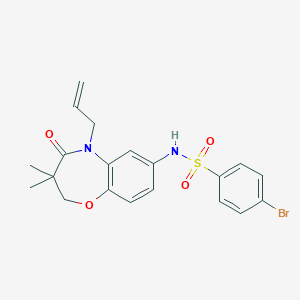 molecular formula C20H21BrN2O4S B2595267 N-(5-烯丙-3,3-二甲基-4-氧代-2,3,4,5-四氢苯并[b][1,4]恶二嗪-7-基)-4-溴苯磺酰胺 CAS No. 922077-89-2