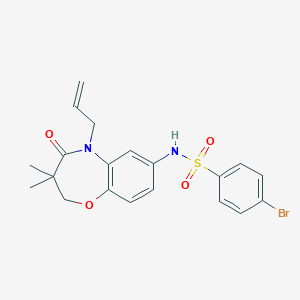 molecular formula C20H21BrN2O4S B2595267 4-Brom-N-[3,3-Dimethyl-4-oxo-5-(Prop-2-en-1-yl)-2,3,4,5-tetrahydro-1,5-benzoxazepin-7-yl]benzol-1-sulfonamid CAS No. 922077-89-2