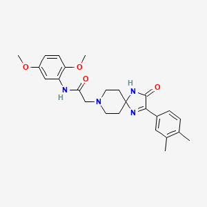 molecular formula C25H30N4O4 B2595268 N-(2,5-dimethoxyphenyl)-2-(2-(3,4-dimethylphenyl)-3-oxo-1,4,8-triazaspiro[4.5]dec-1-en-8-yl)acetamide CAS No. 1189722-84-6
