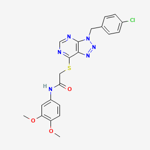 molecular formula C21H19ClN6O3S B2595269 2-((3-(4-氯苄基)-3H-[1,2,3]三唑并[4,5-d]嘧啶-7-基)硫代)-N-(3,4-二甲氧基苯基)乙酰胺 CAS No. 941991-32-8