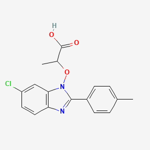 molecular formula C17H15ClN2O3 B2595275 2-{[6-chloro-2-(4-methylphenyl)-1H-1,3-benzimidazol-1-yl]oxy}propanoic acid CAS No. 303148-67-6