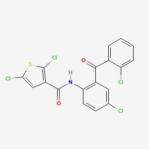 molecular formula C18H9Cl4NO2S B2595277 2,5-ジクロロ-N-[4-クロロ-2-(2-クロロベンゾイル)フェニル]チオフェン-3-カルボキサミド CAS No. 476643-00-2