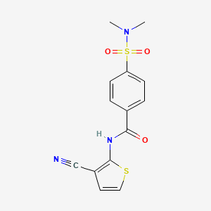 molecular formula C14H13N3O3S2 B2595284 N-(3-氰基噻吩-2-基)-4-(二甲基氨磺酰基)苯甲酰胺 CAS No. 865545-82-0