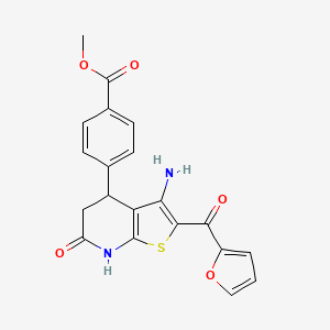 molecular formula C20H16N2O5S B2595285 Methyl 4-(3-amino-2-(furan-2-carbonyl)-6-oxo-4,5,6,7-tetrahydrothieno[2,3-b]pyridin-4-yl)benzoate CAS No. 897831-22-0