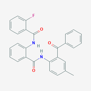 molecular formula C28H21FN2O3 B2595286 N-(2-benzoyl-4-methylphenyl)-2-(2-fluorobenzamido)benzamide CAS No. 313274-90-7