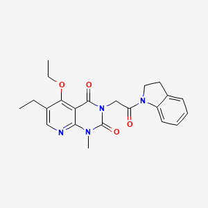 molecular formula C22H24N4O4 B2595294 5-ethoxy-6-ethyl-3-(2-(indolin-1-yl)-2-oxoethyl)-1-methylpyrido[2,3-d]pyrimidine-2,4(1H,3H)-dione CAS No. 1005303-34-3