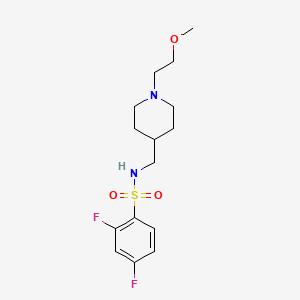 molecular formula C15H22F2N2O3S B2595295 2,4-二氟-N-((1-(2-甲氧基乙基)哌啶-4-基)甲基)苯磺酰胺 CAS No. 953208-65-6