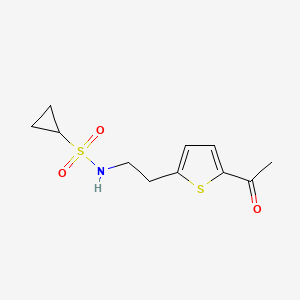 molecular formula C11H15NO3S2 B2595300 N-(2-(5-acetylthiophen-2-yl)ethyl)cyclopropanesulfonamide CAS No. 2034596-38-6