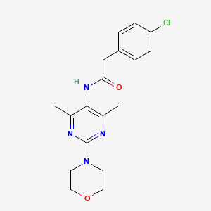 molecular formula C18H21ClN4O2 B2595304 2-(4-chlorophenyl)-N-(4,6-dimethyl-2-morpholinopyrimidin-5-yl)acetamide CAS No. 1448058-21-6