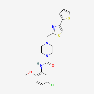 molecular formula C20H21ClN4O2S2 B2595305 N-(5-chloro-2-methoxyphenyl)-4-((4-(thiophen-2-yl)thiazol-2-yl)methyl)piperazine-1-carboxamide CAS No. 1105217-08-0