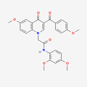 molecular formula C28H26N2O7 B2595306 N-(2,4-dimethoxyphenyl)-2-[6-methoxy-3-(4-methoxybenzoyl)-4-oxoquinolin-1-yl]acetamide CAS No. 866342-96-3