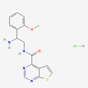 molecular formula C16H17ClN4O2S B2595307 N-[2-Amino-2-(2-methoxyphenyl)ethyl]thieno[2,3-d]pyrimidine-4-carboxamide;hydrochloride CAS No. 2418681-27-1