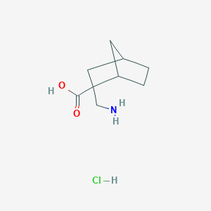 molecular formula C9H16ClNO2 B2595308 2-(Aminomethyl)bicyclo[2.2.1]heptane-2-carboxylic acid;hydrochloride CAS No. 2243505-99-7