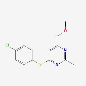 molecular formula C13H13ClN2OS B2595309 {6-[(4-Chlorophenyl)sulfanyl]-2-methyl-4-pyrimidinyl}methyl methyl ether CAS No. 338747-85-6